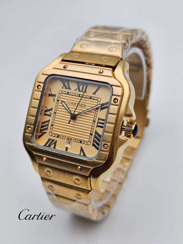 RELOJ CARTIER DORADO + FONDO DORADO